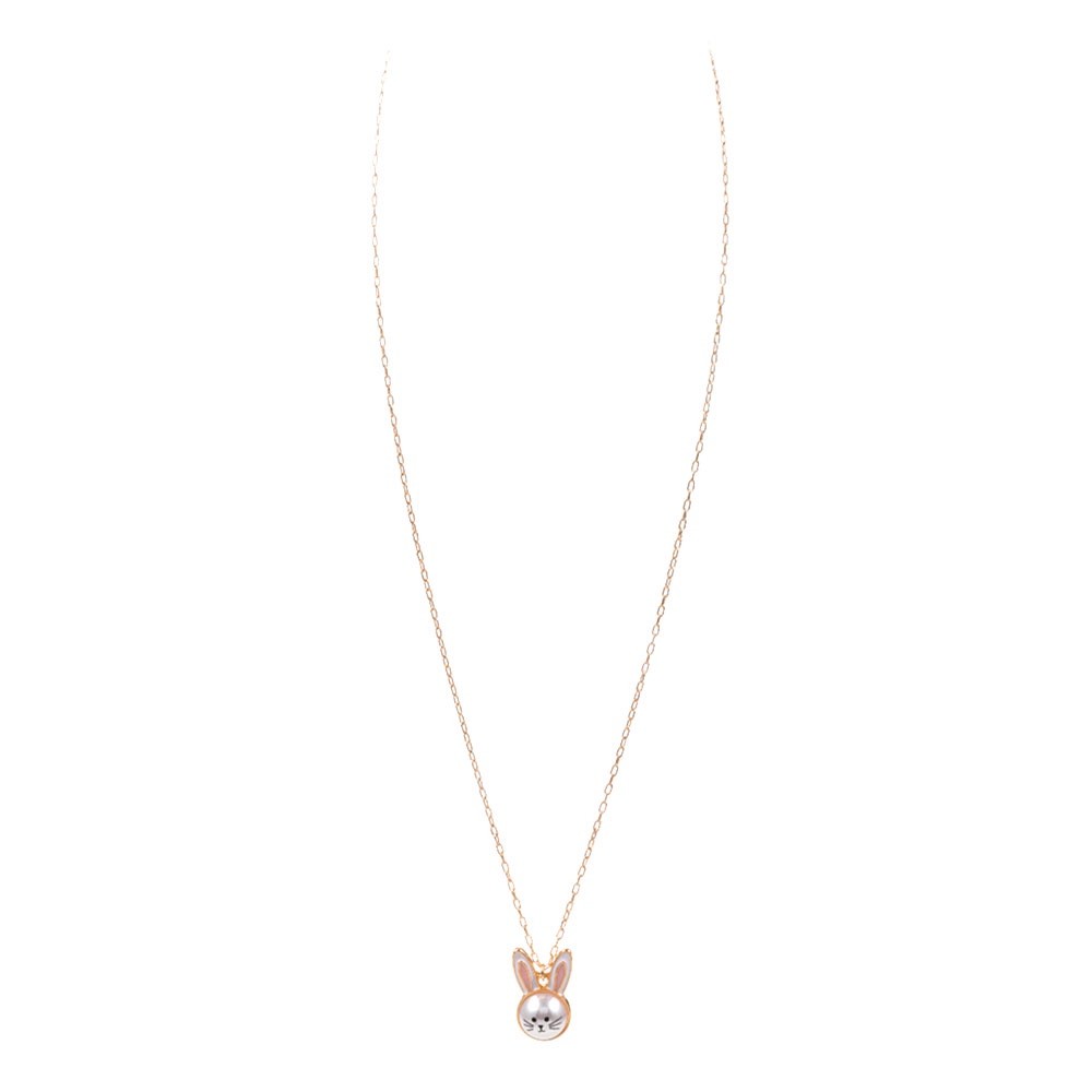 Dainty Pearl Bunny Pendant Necklace - Whimsical Enamel Rabbit Jewelry