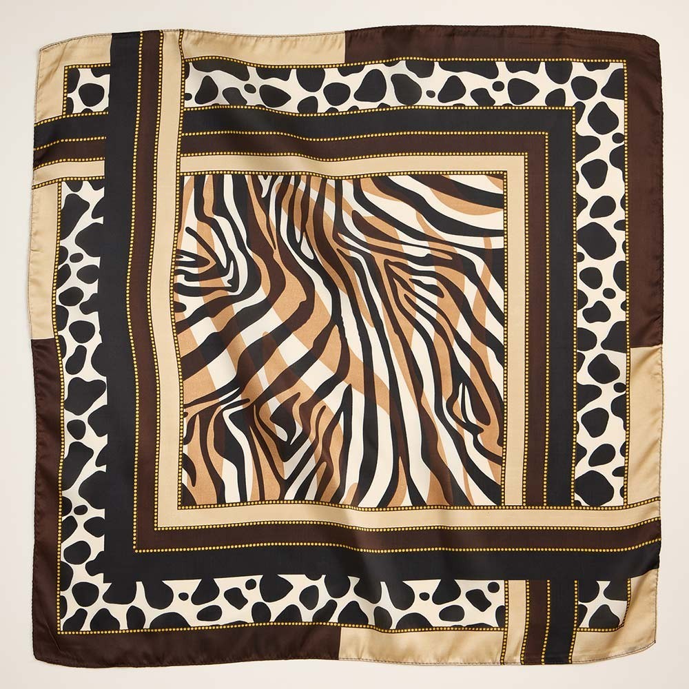 Leopard Zebra Animal Print Square Silky Satin Scarf Women’s Neck Hair Wrap