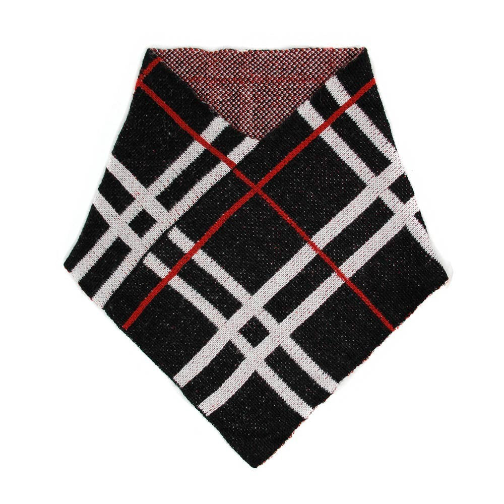 Plaid Pattern Tube Scarf Black Red White Checkered Neck Warmer Winter Fashion