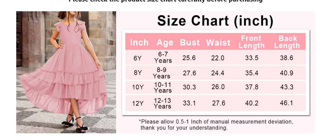 Big Girls Lace Boho Flower Girl Dress Ruffle Sleeve A-Line Formal Dresses XL