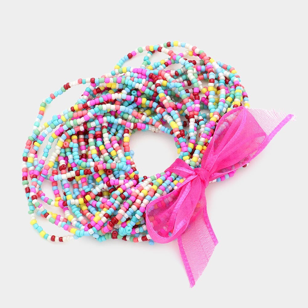 25PCS Colorful Seed Beaded Stretch Bracelets Boho Stackable Jewelry for Women