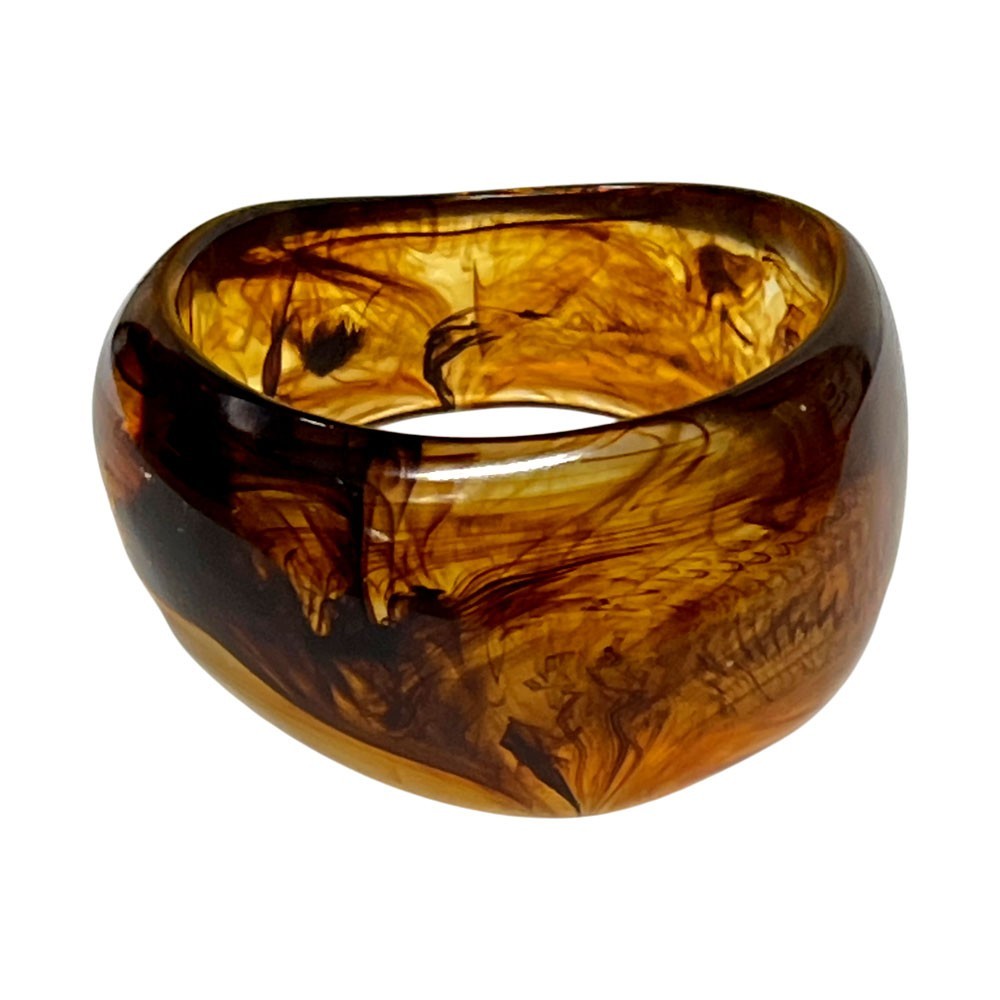 2pc Brown Tortoiseshell Bangle Set Wide Resin Acrylic Fashion Bracelet