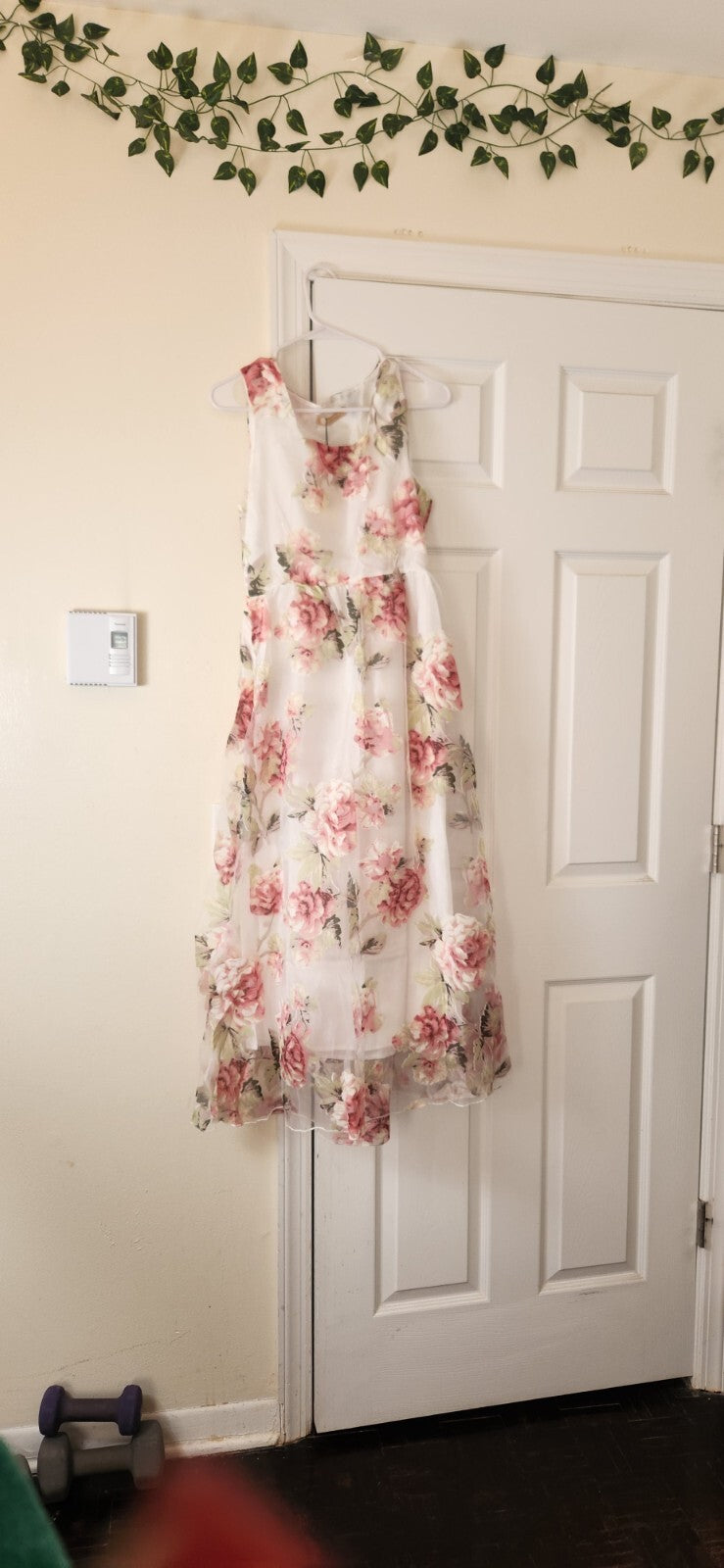 Floral Print Sleeveless Dress for Women Sheer Floral Lace Dresses for Ladies L