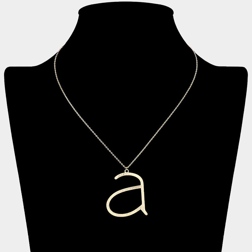 Letter A Brass Monogram Pendant Necklace Gold Tone Initial Charm Jewelry