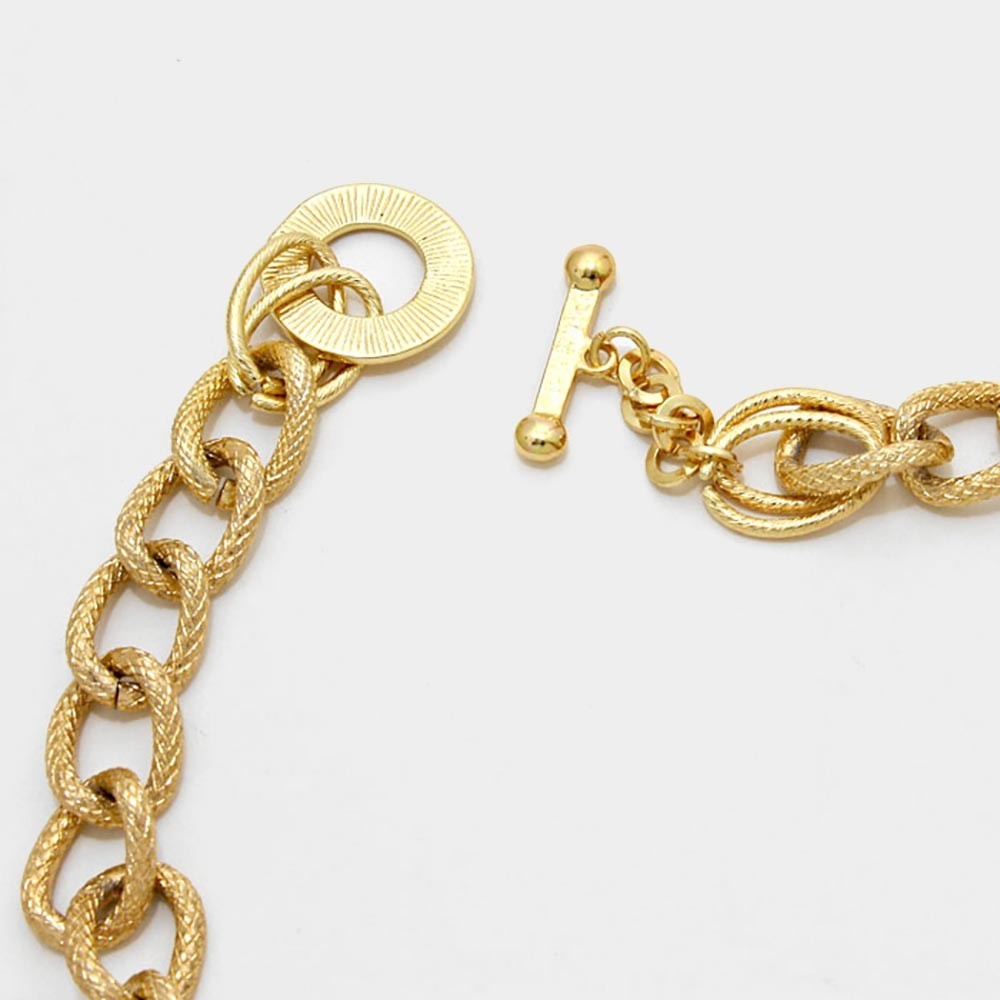 Black & Gold Statement Necklace Earring Set Big Black Stone Crystal Jewelry