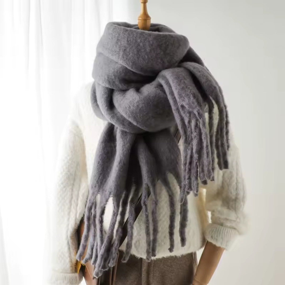 Womens Winter Cashmere Feel Pashmina Scarf Gray Warm Blanket Wrap Unisex