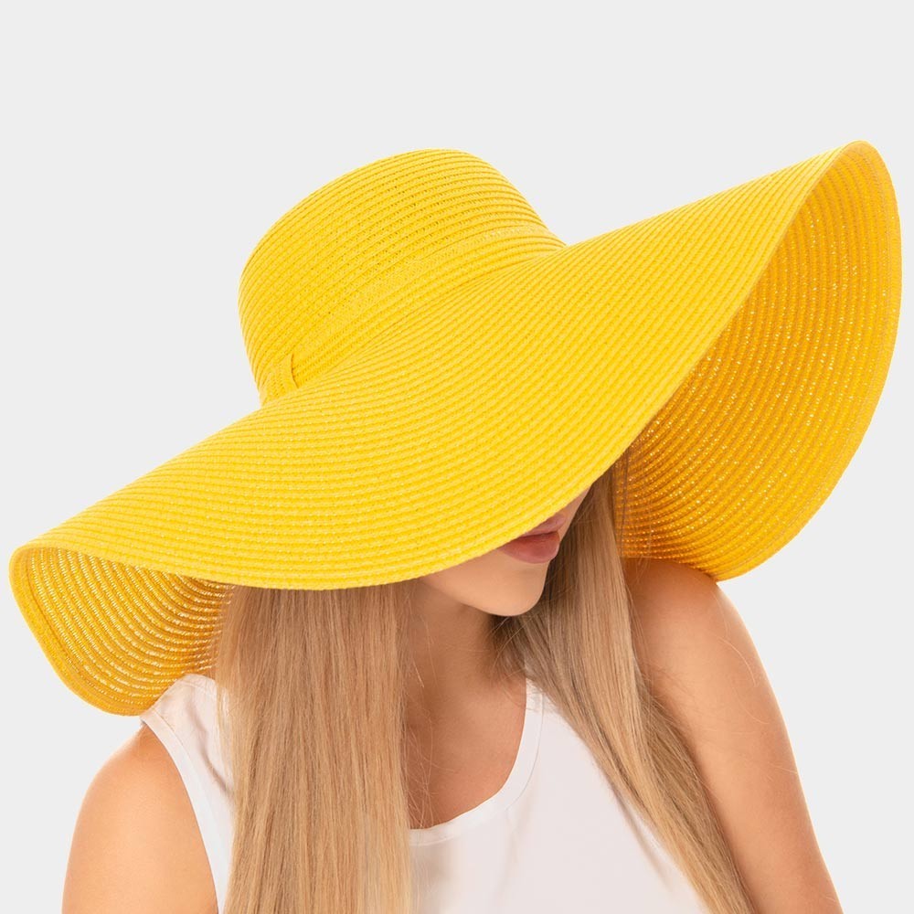2-Pack Solid Floppy Straw Sun Hats for Women – Pink and Yellow Summer Beach Hat