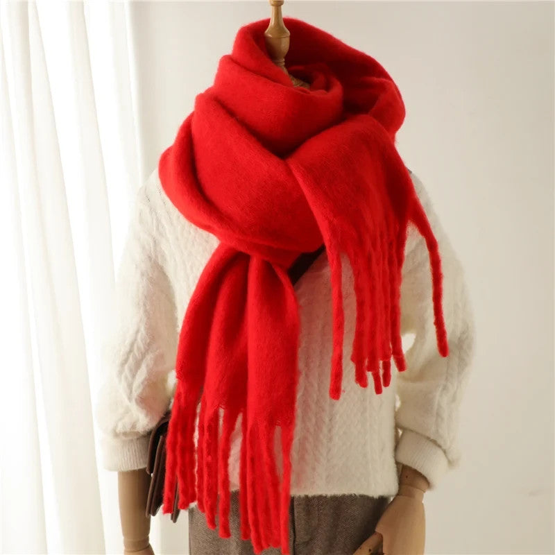 Womens Winter Cashmere Feel Pashmina Scarf Red Warm Blanket Wrap Unisex