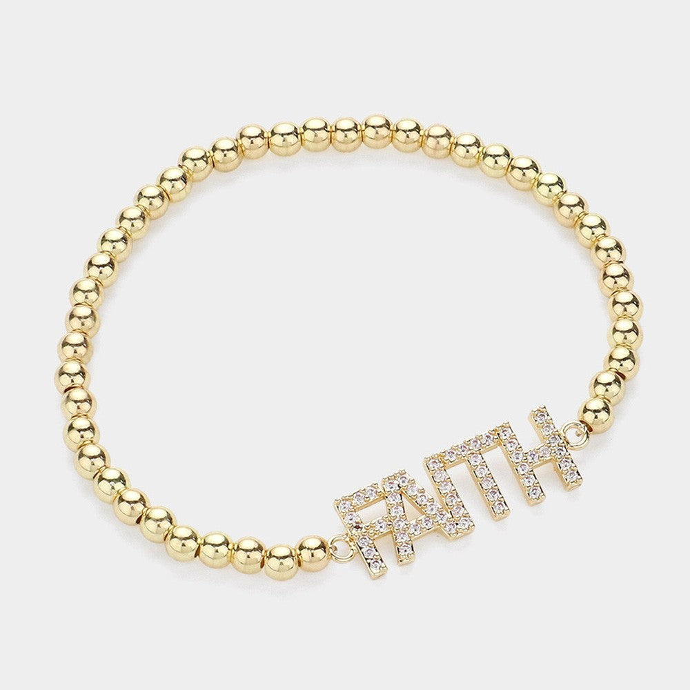 2-in-1 Gold and Silver FAITH Message Stretch Bracelets Set – Separate Pieces