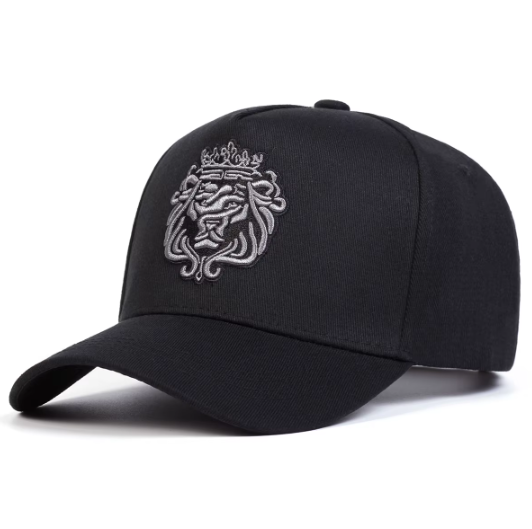 Crown Lion Embroidery Baseball Cap for Men Fashion Statement Hats Red and Black