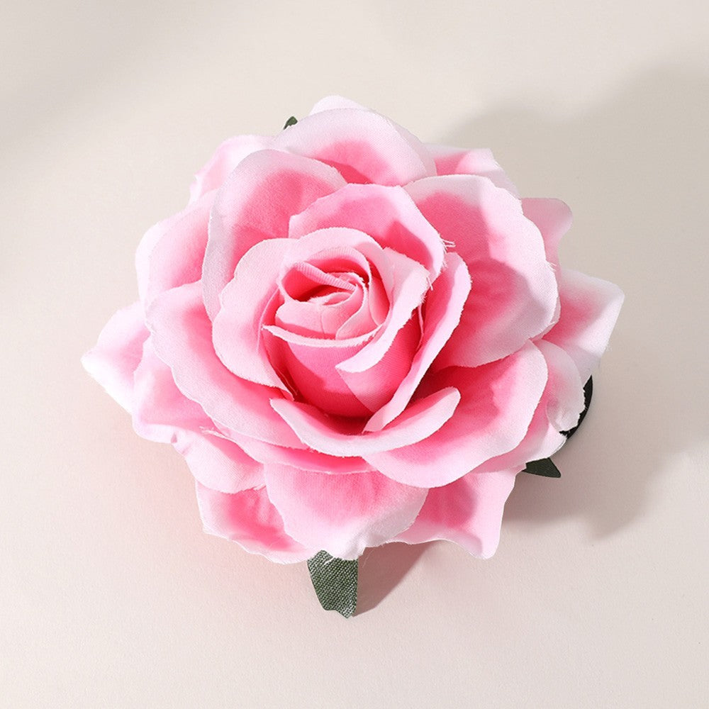 Red & Pink Rose Flower Brooch Hair Clip Headband Bracelet Set - 2pcs