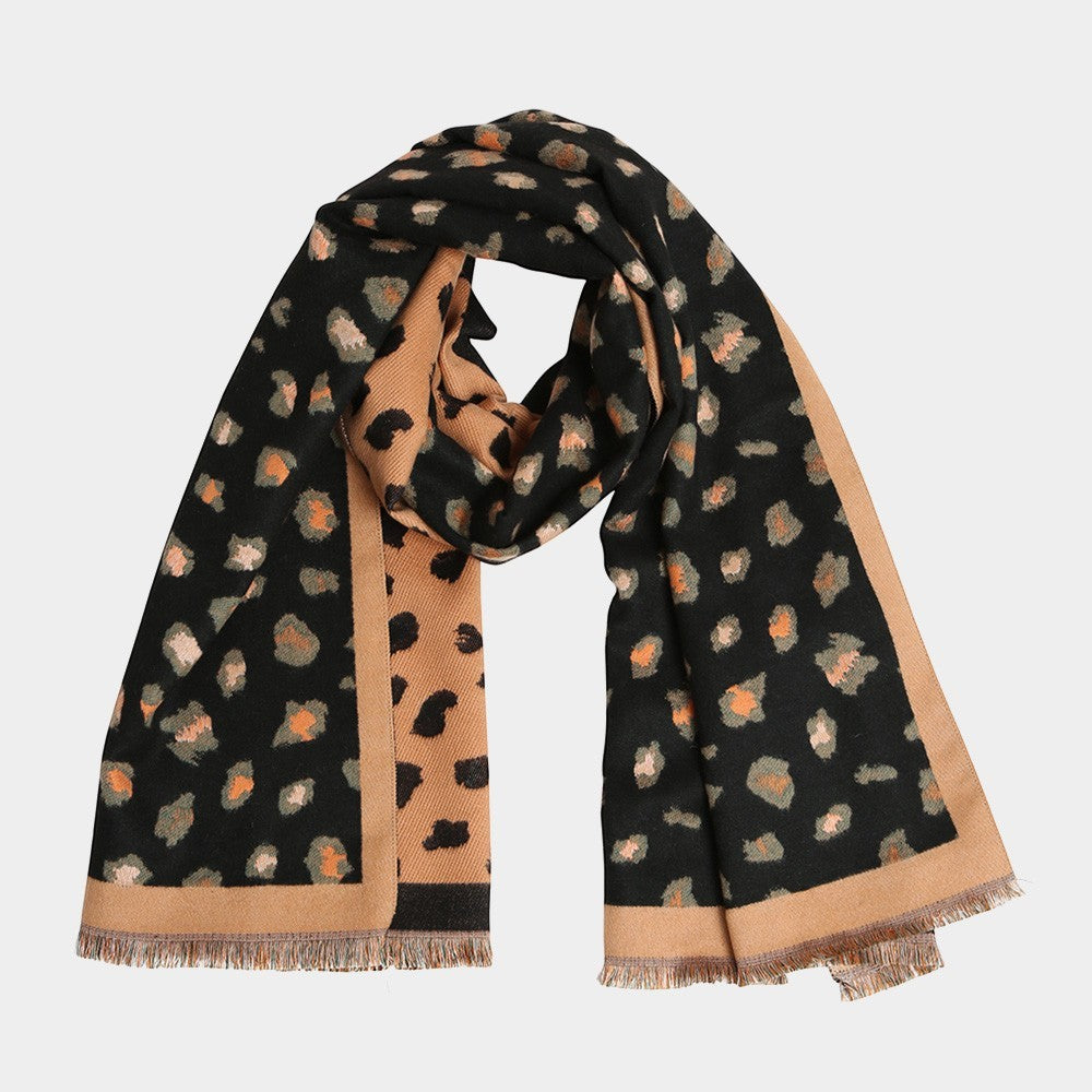 Black Striped Lightweight Scarf Shawl Wrap Fringe Boho Fashion Accessory Women