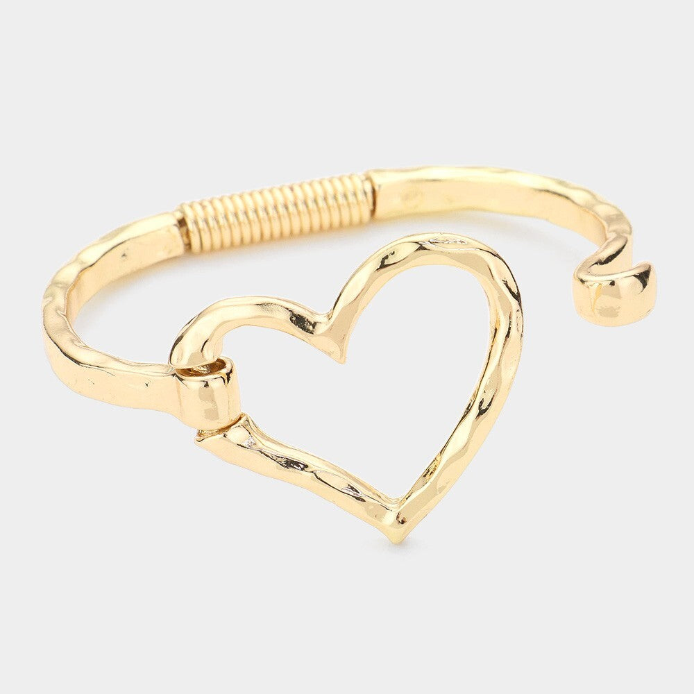 Open Metal Heart Hook Bracelet Adjustable Lightweight Romantic Jewelry for Women