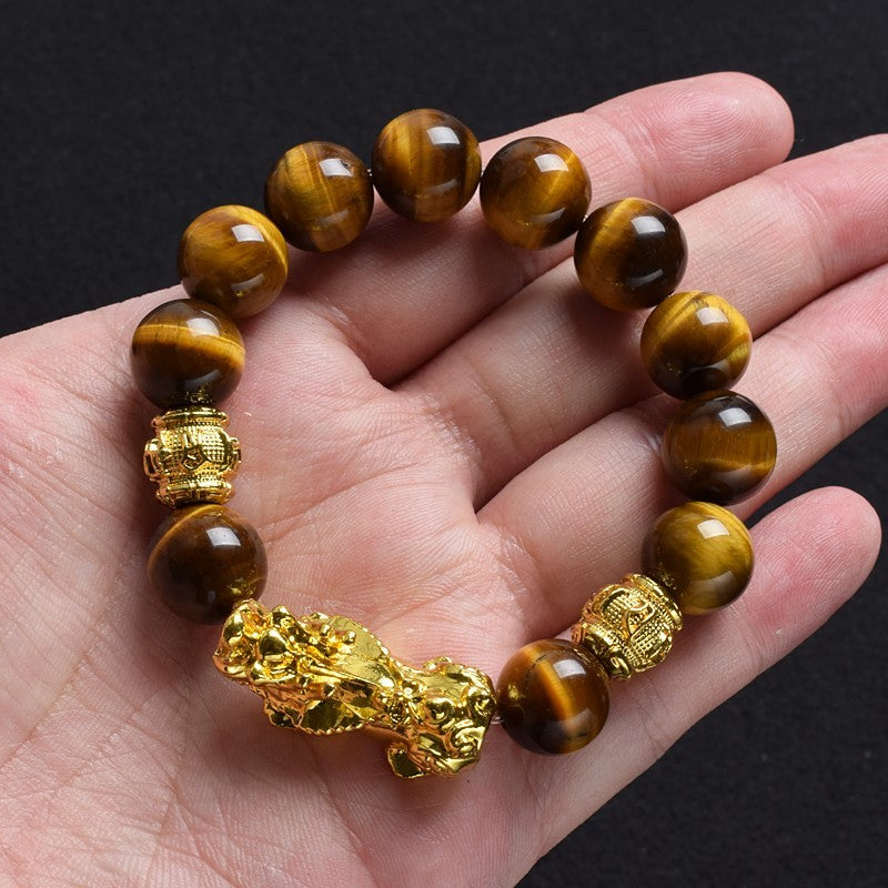 2pcs Natural Tiger Eye Pixiu Bracelet Men Women Wealth Lucky Charm Jewelry Gift