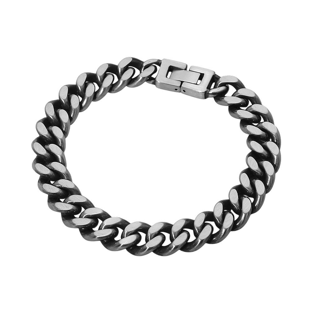 8.5" Gunmetal Stainless Steel Cuban Link Curb Chain Bracelet - Men's Jewelry