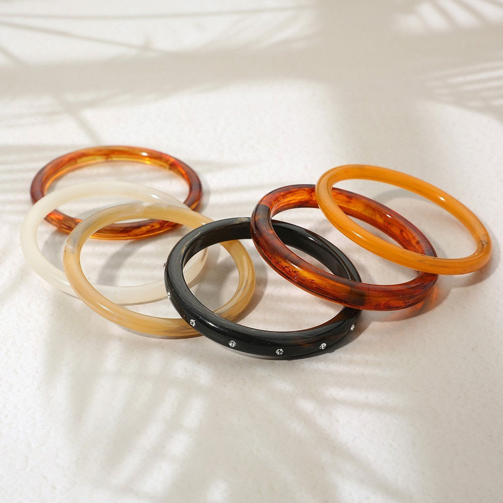 6PCS Bold Mixed Resin Stackable Bangle Bracelets for Women Trendy Jewelry