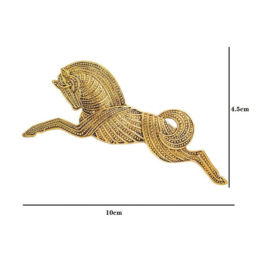 2pcs Jumping Horse Brooch Set Gold Silver Tone Rhinestone Animal Equestrian Pin