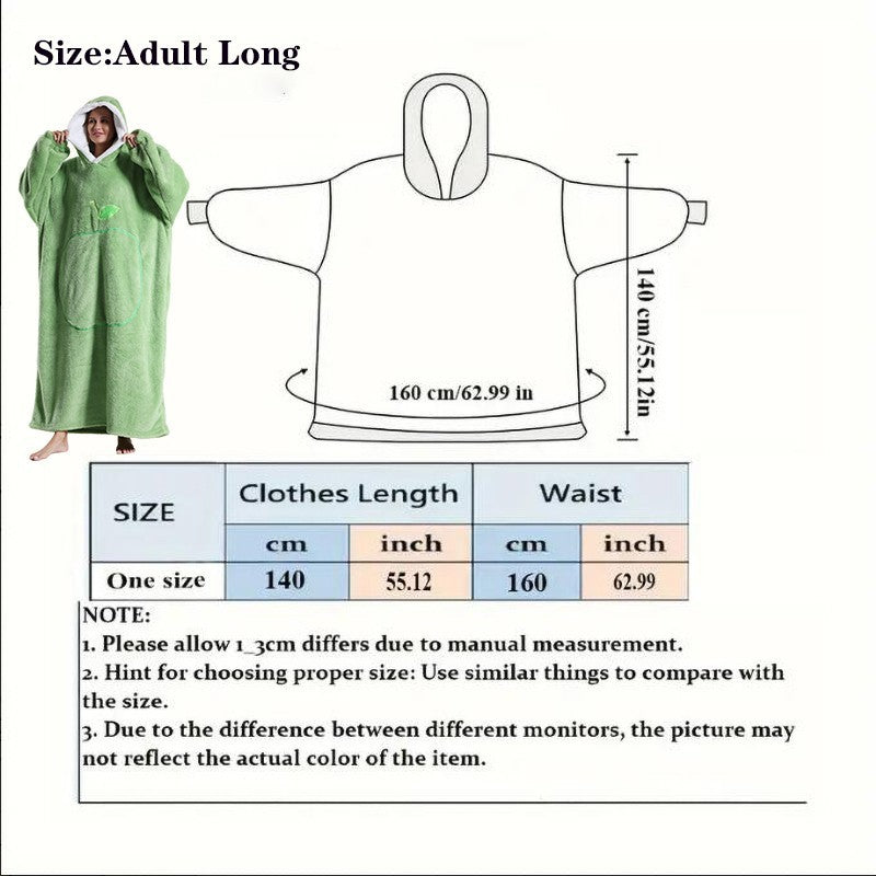 Oversized Wearable Blanket Hoodie Sweatshirt Long Pink Sherpa Apple Pocket Gift