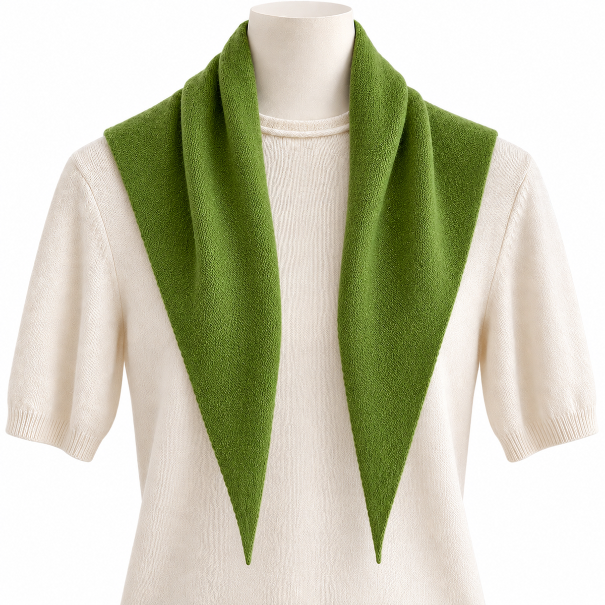 Green 100% Wool Triangle Scarf for Women
