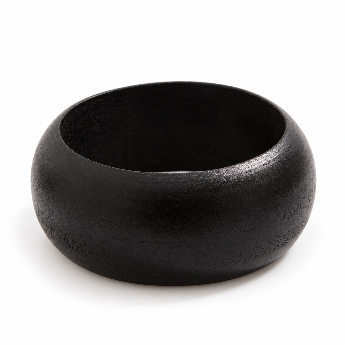 Black & Brown Wide Wood Bangle Bracelet Set, 2 Pieces