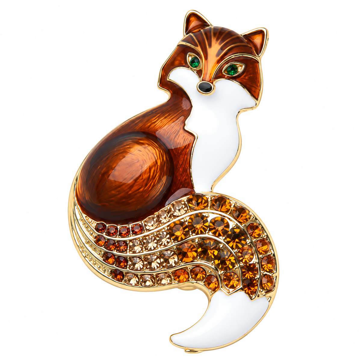 Woodland Fox Enamel & Rhinestone Brooch Set – 3 Pieces