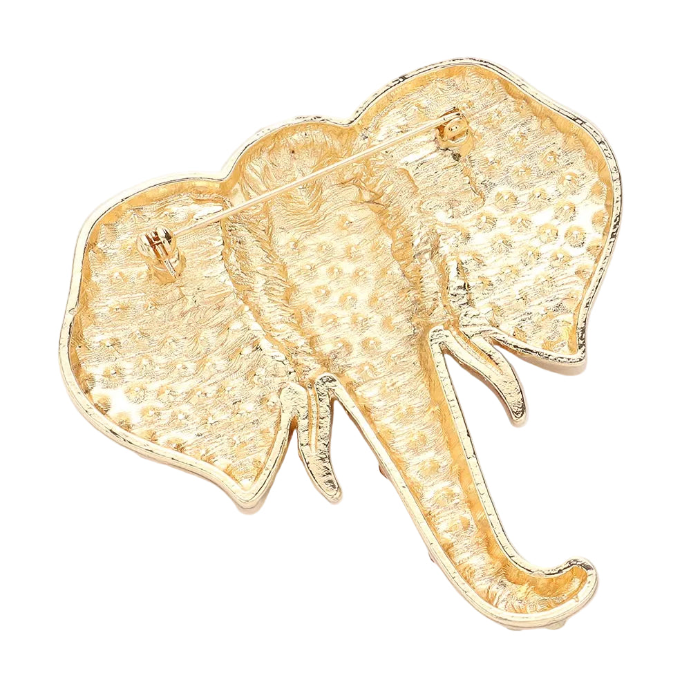 Elephant Brooch Red White Blue Crystal Patriotic Animal Pin