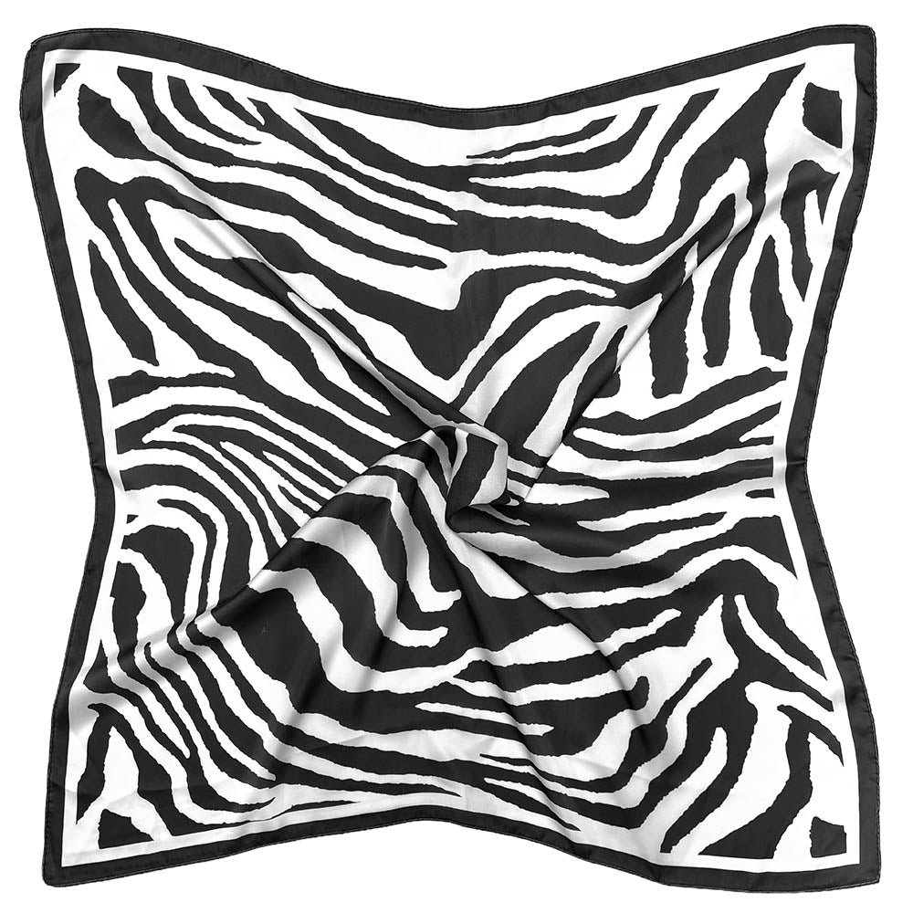 Zebra Pattern Print Square Bandana Scarf Stylish Animal Print Satin Hair Neck Scarf for Women