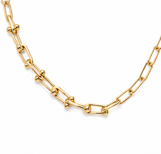 Gold Stainless Steel Hardware Link Chain Necklace for Women Non Tarnish Adjustable