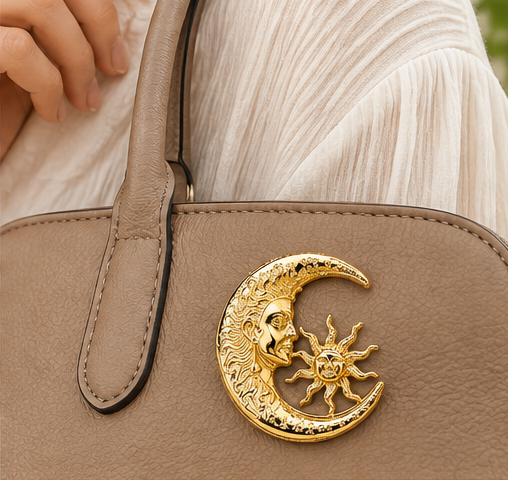3-Piece Celestial Brooch Set – Sun, Moon & Star Statement Pins in Gold Tone