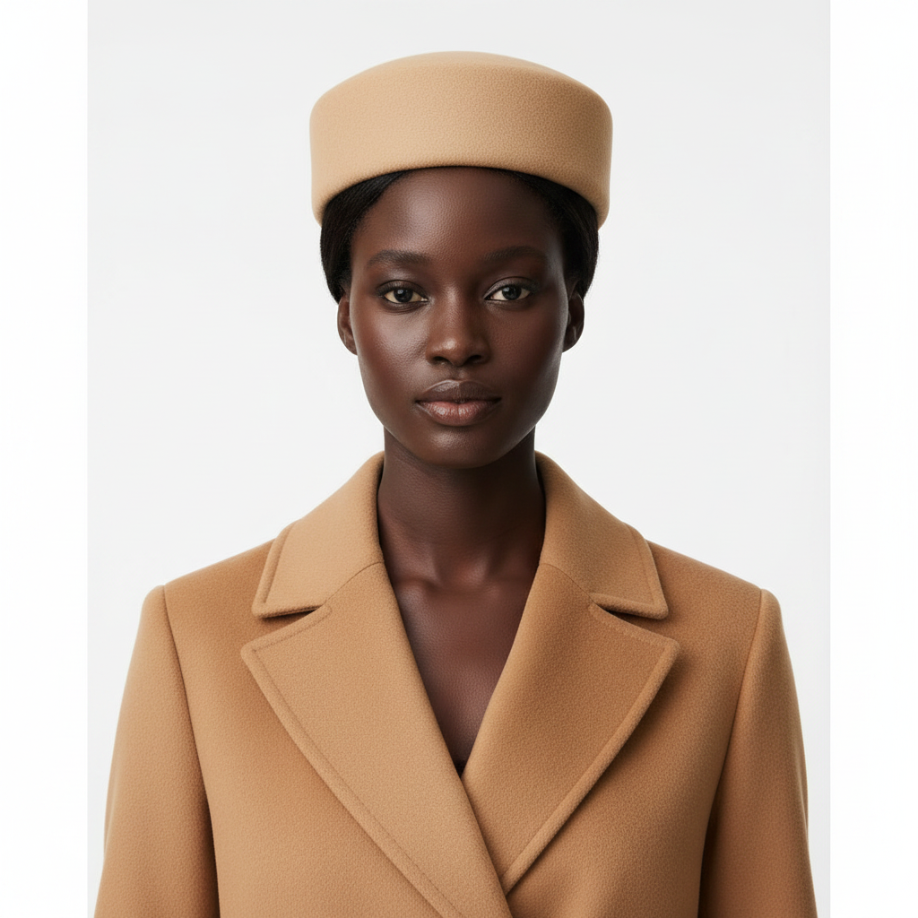 Beige Pillbox Hat - Front Revised