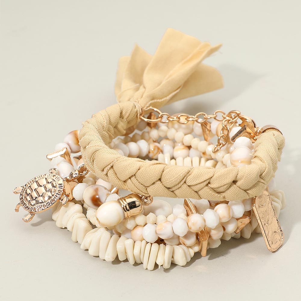 6pcs Boho Turtle Beach Charm Beaded Bracelet Set
