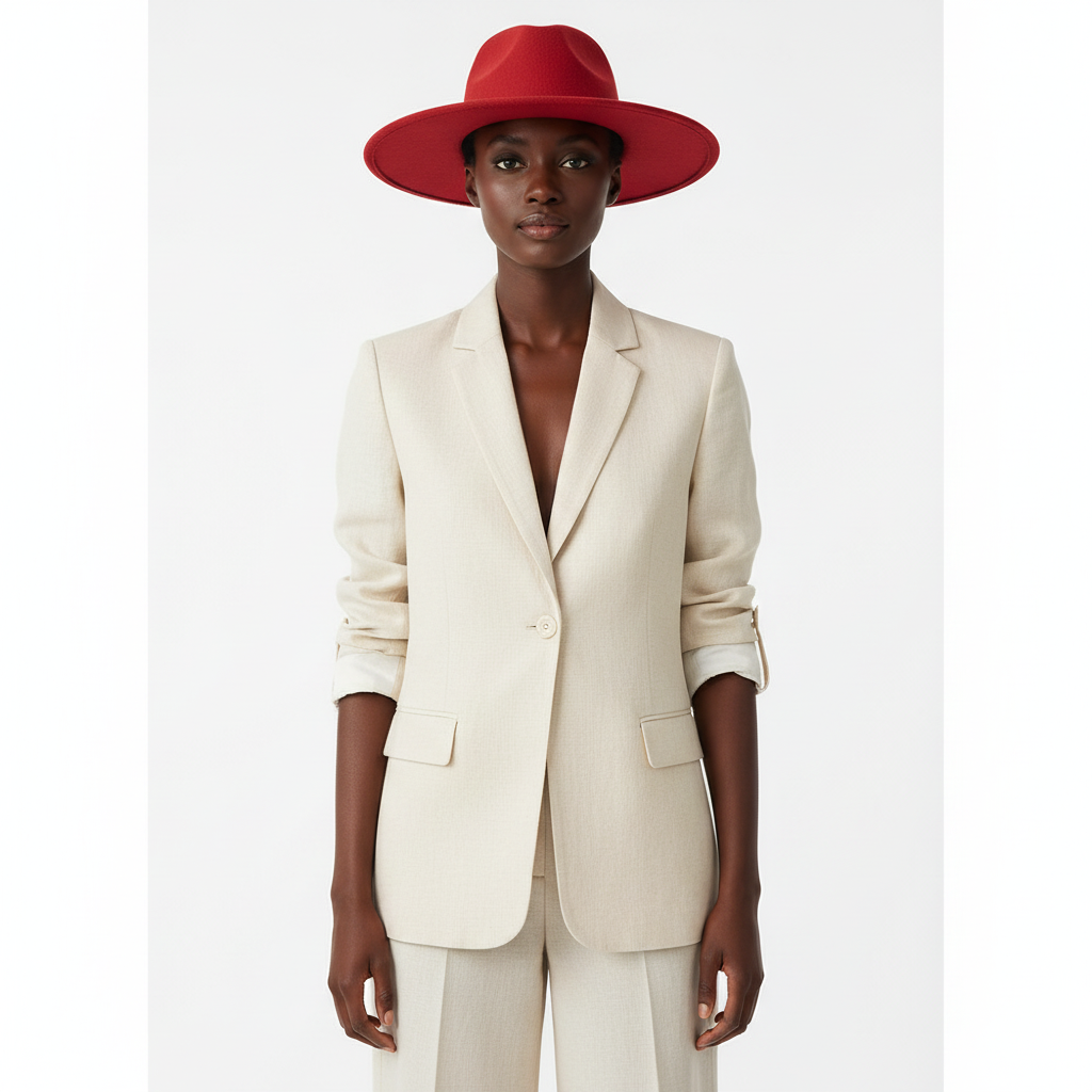 Black woman wearing the Classic Panama Fedora Hat