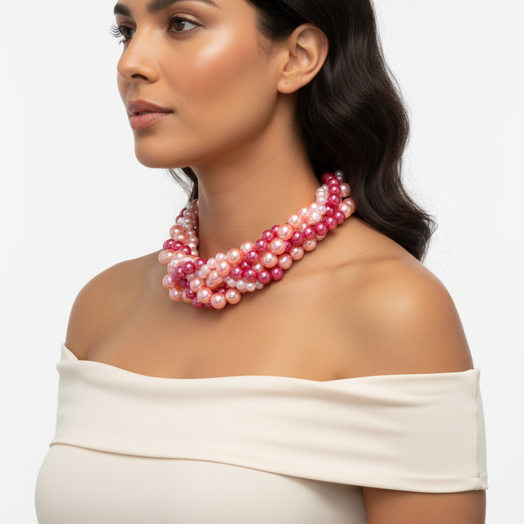 Braided Pearl Necklace – Side Lifestyle