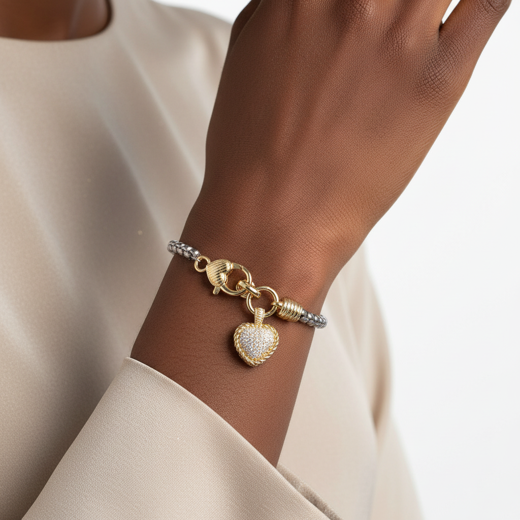 CZ Heart Bracelet Lifestyle Front