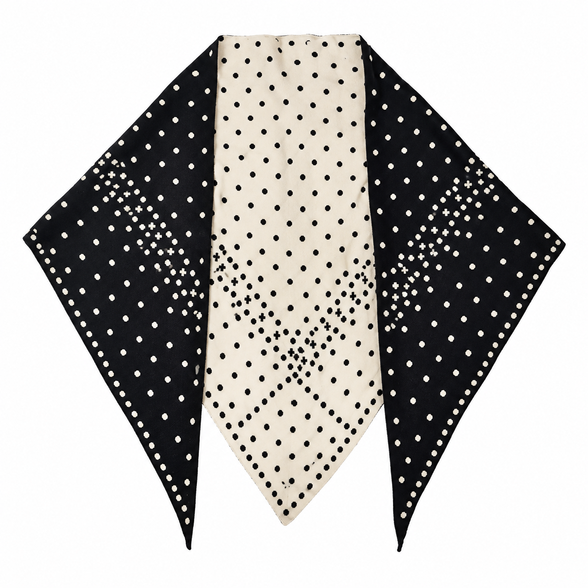 Black and Cream Polka Dot Wool Blend Scarf