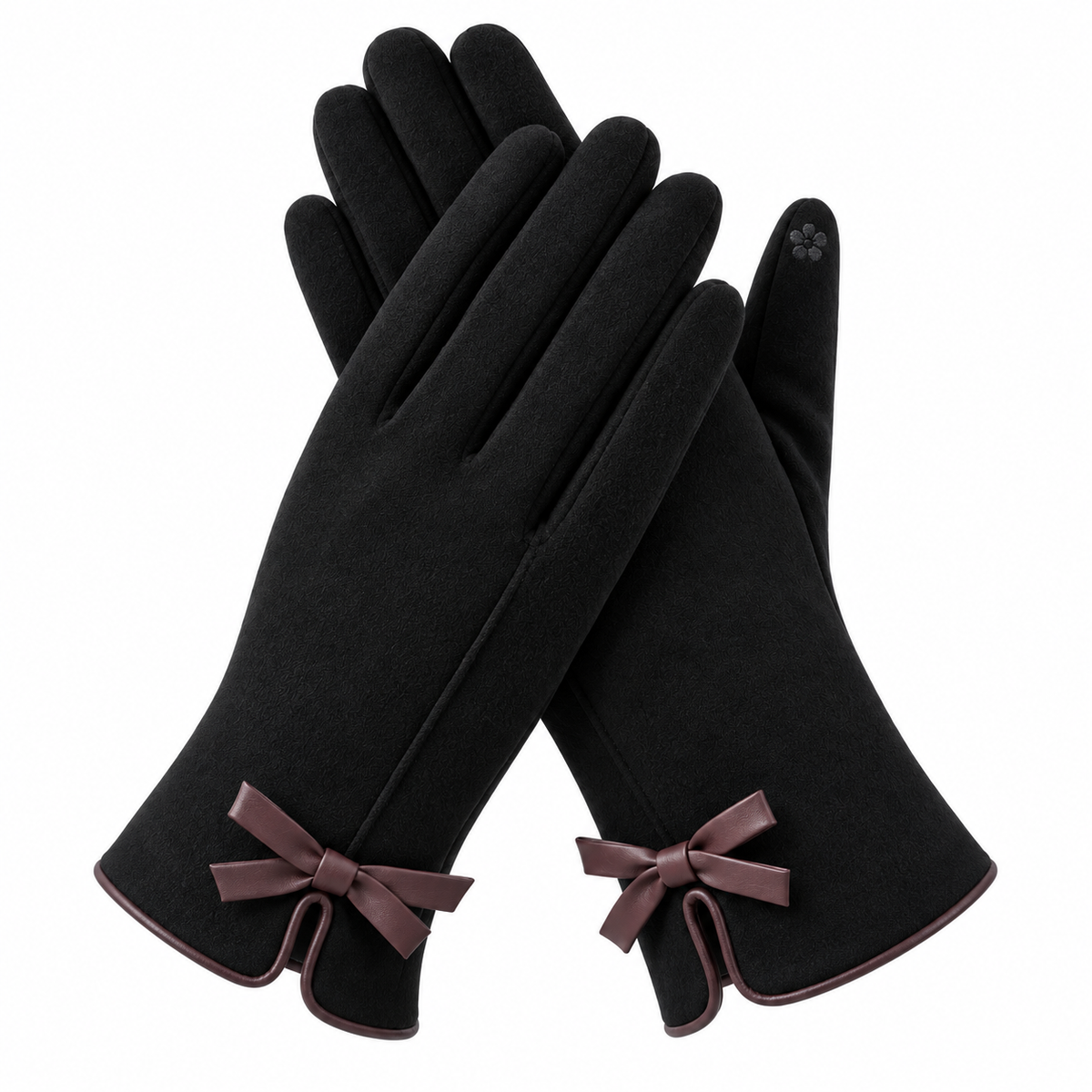 Women's Touchscreen Winter Gloves Bow Detail Plush Lined One Size Colors