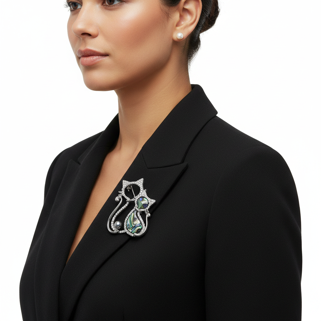 Double Cat Brooch – Side