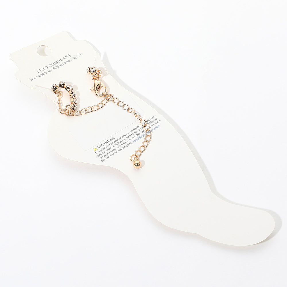Double Row Crystal Pavé Bar Anklet – Gold-Tone Rhinestone Evening Ankle Bracelet for Women
