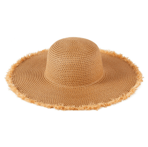 Frayed Straw Floppy Sun Hat for Women - Hautefull
