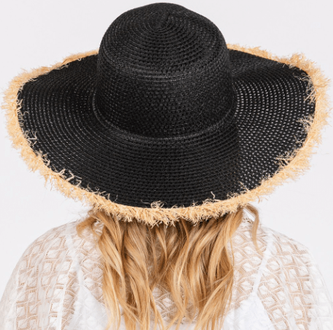 Frayed Straw Floppy Sun Hat for Women - Hautefull