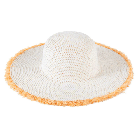 Frayed Straw Floppy Sun Hat for Women - Hautefull
