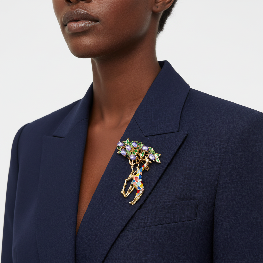 Giraffe Brooch Lifestyle Front