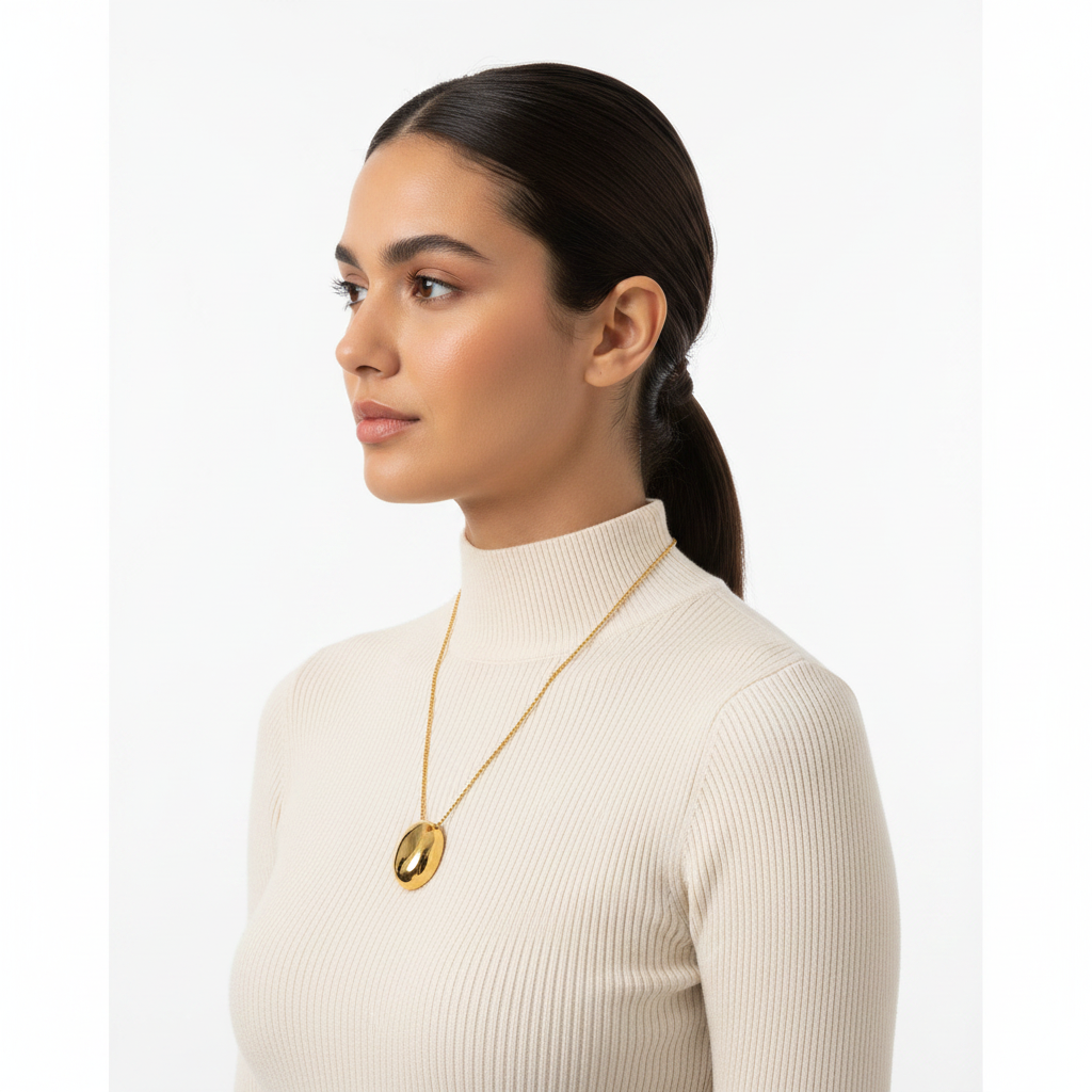 Gold Dome Pendant - Hispanic Woman Side