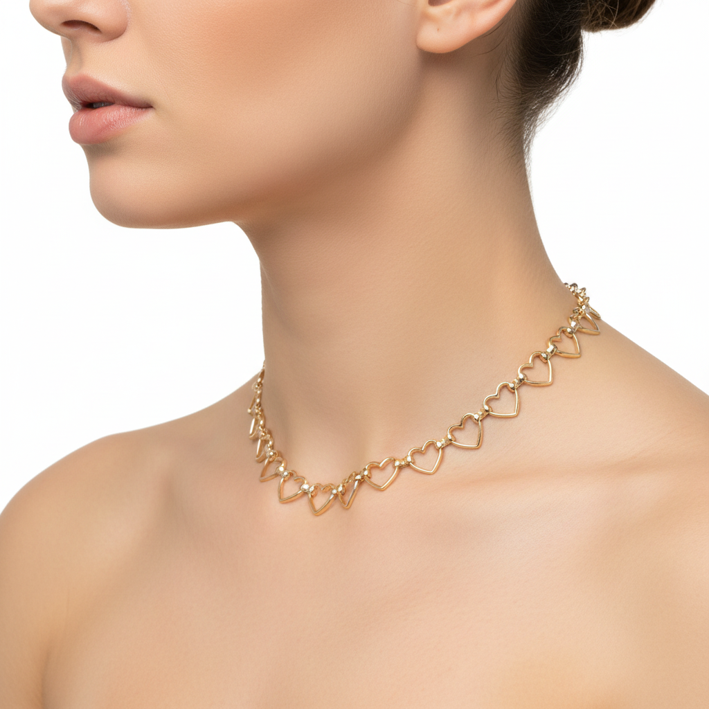 Gold Heart Choker – Side