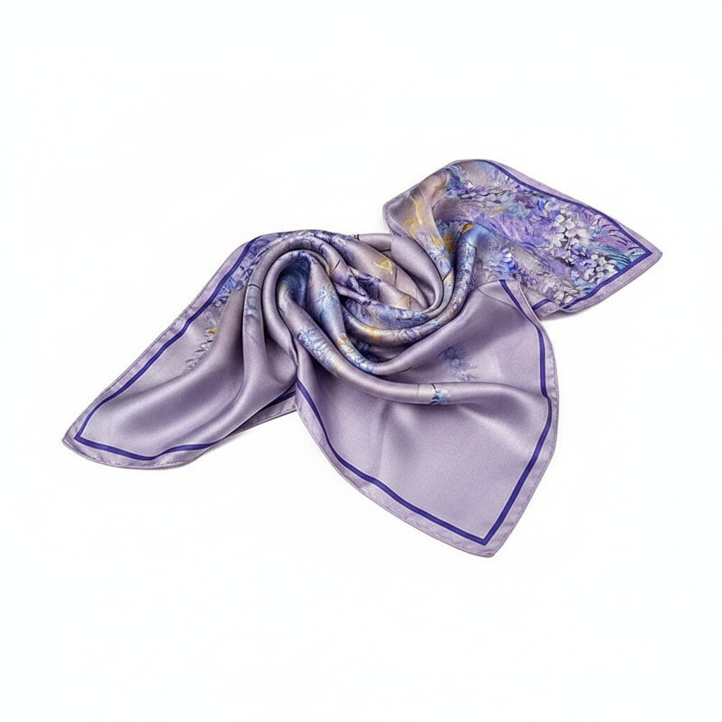 Lavender Wisteria Silk Scarf - Draped Side