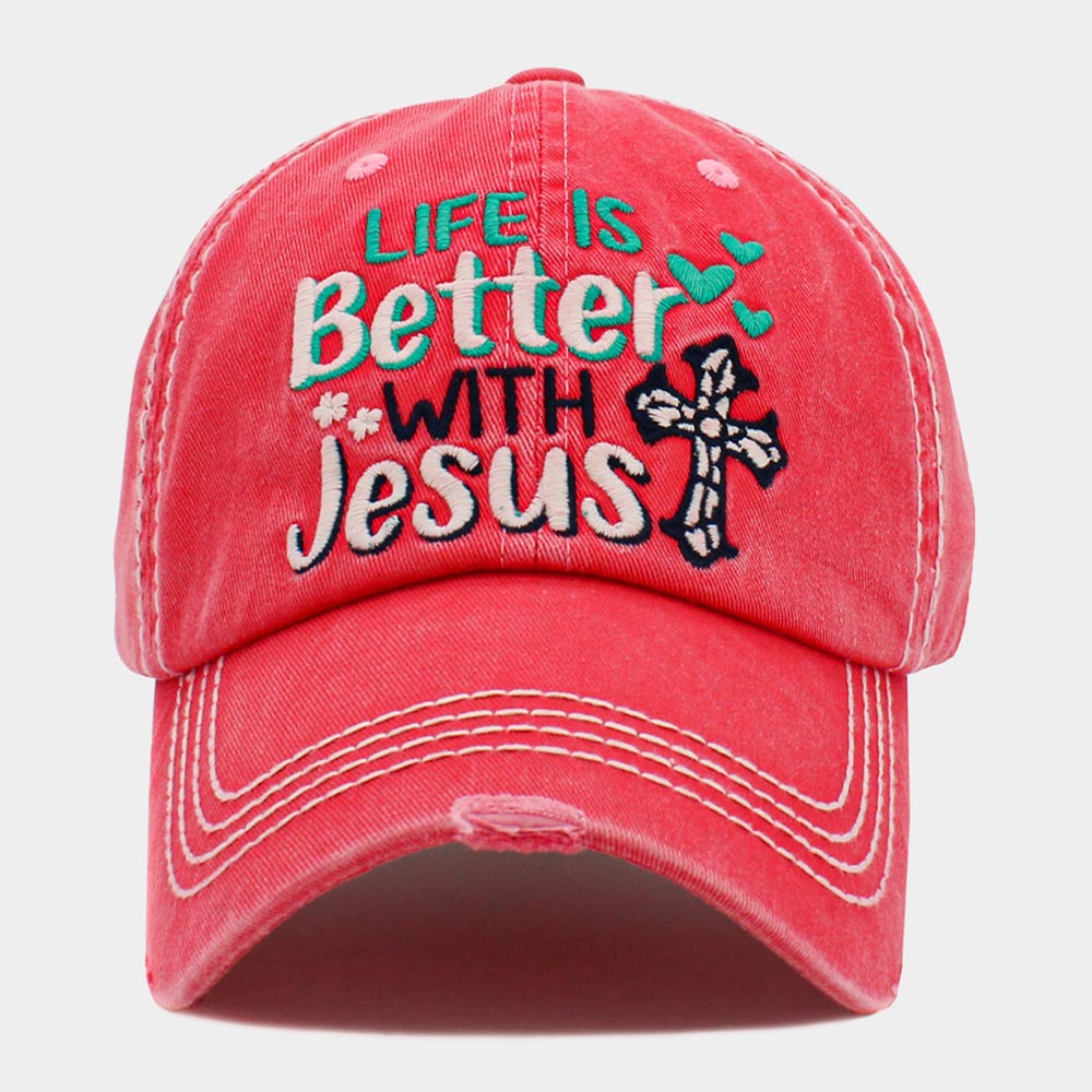 Life Is Better with Jesus Vintage Baseball Cap Adjustable Hat