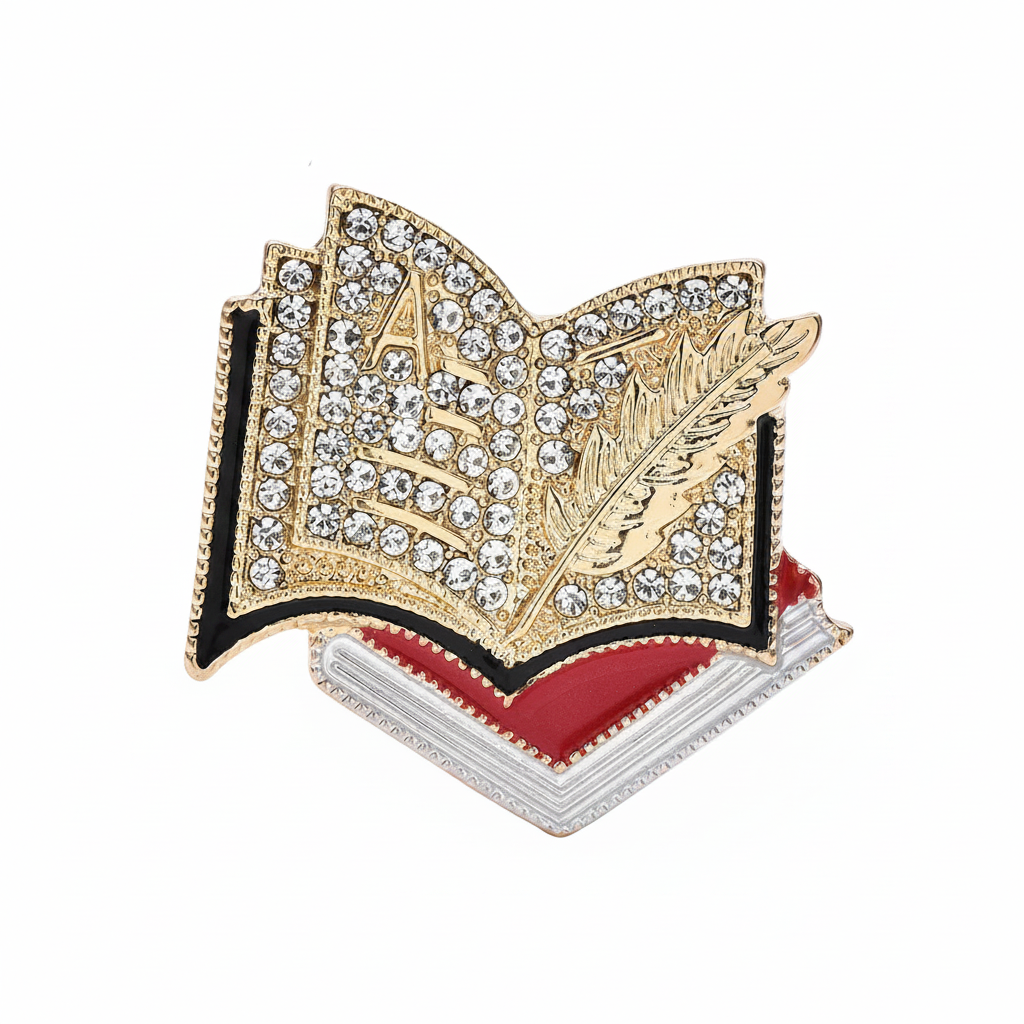 Open Book with Quill Pin - White Background