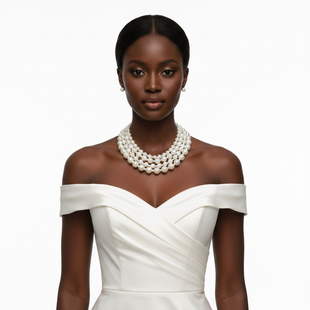 Pearl Bib Necklace Set - Front Lifestyle