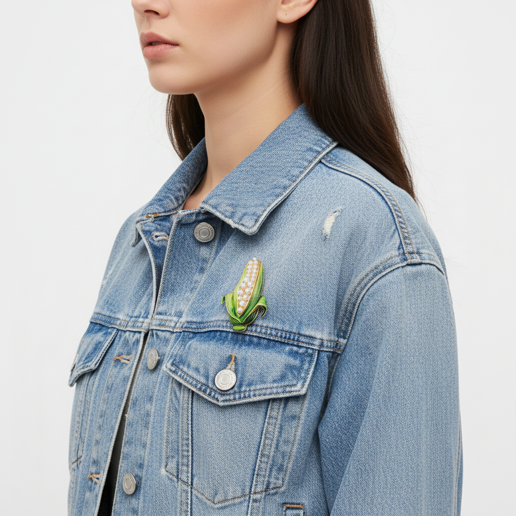 Pearl Corn Brooch – Denim Jacket Lifestyle