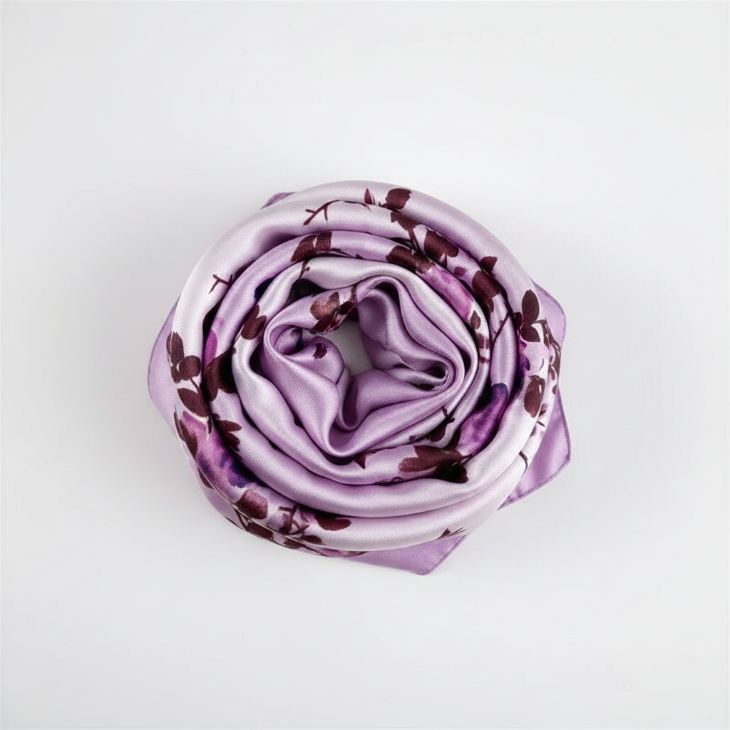 Purple scarf rolled shot